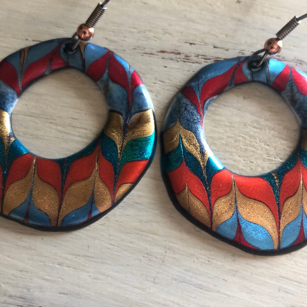 Chevron hoops 🧡💙❤️ - Picture 4 of 4